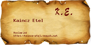 Kaincz Etel névjegykártya